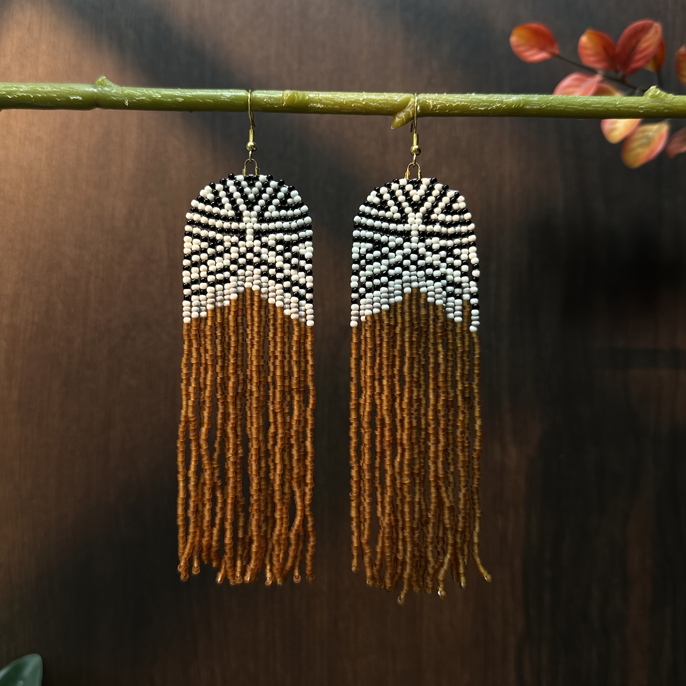 Women's Colorful Gradient Handmade Long Tassel Earrings